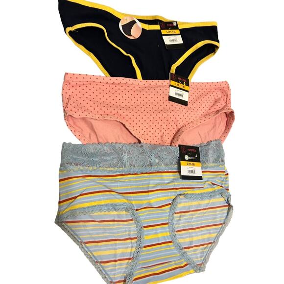 3 NWT NoBo Multi-Color Hipster Panties‎ Lot Size Large (11-13) Lace/Cotton - Picture 1 of 8